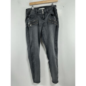 Womans Excellent Torid Denim Jeggings 14 R Distressed Black Moto Style 0190/B-5